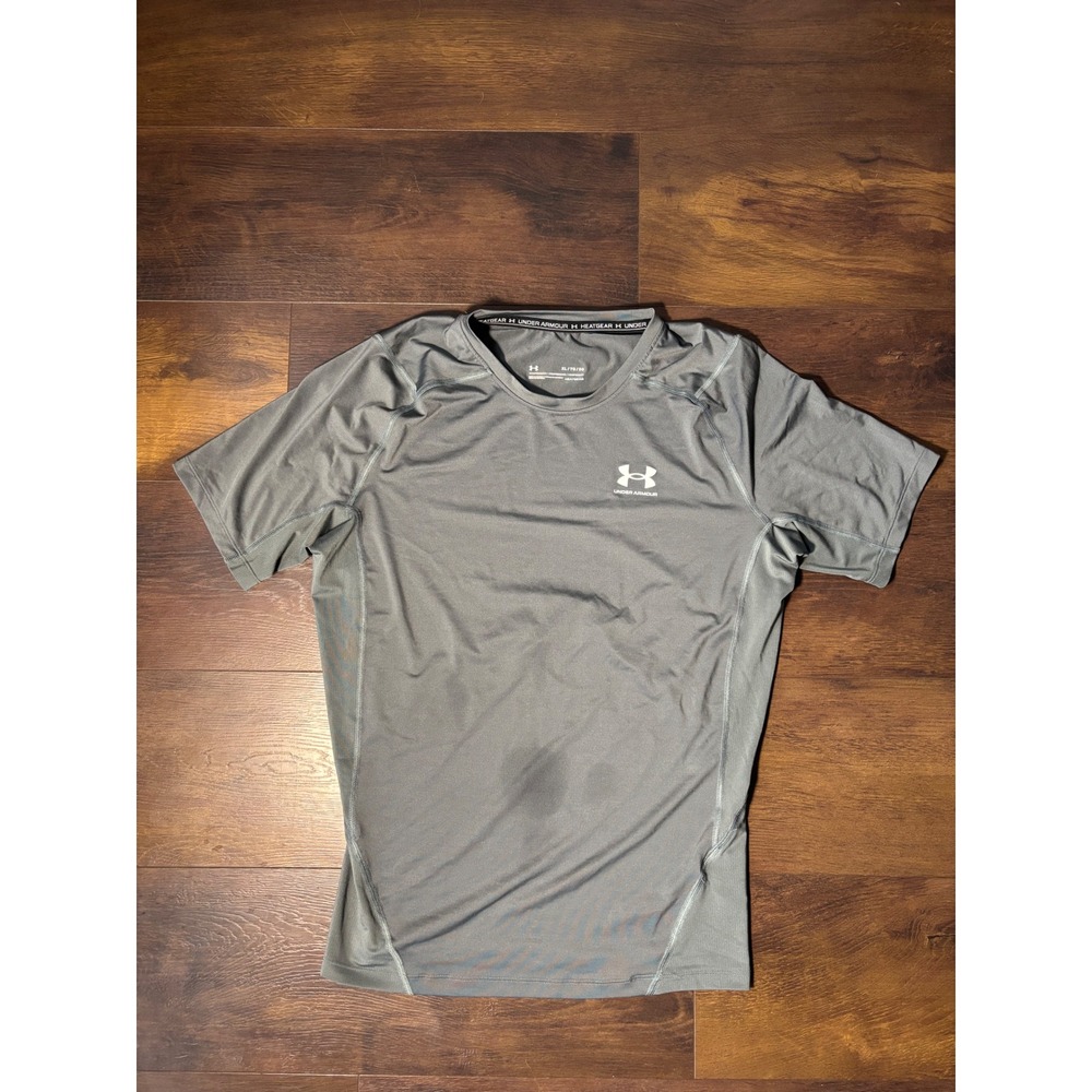 Under Armour HeatGear Compression Shirt Mens XL Gray Short Sleeve Training Top